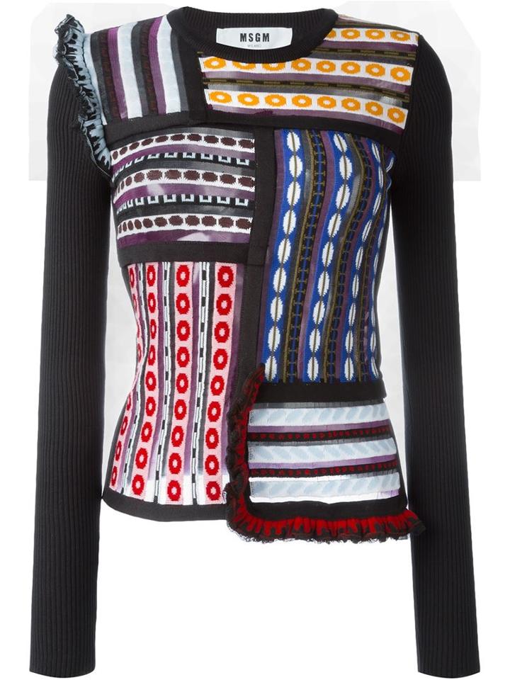Msgm Jacquard Patchwork Sweater