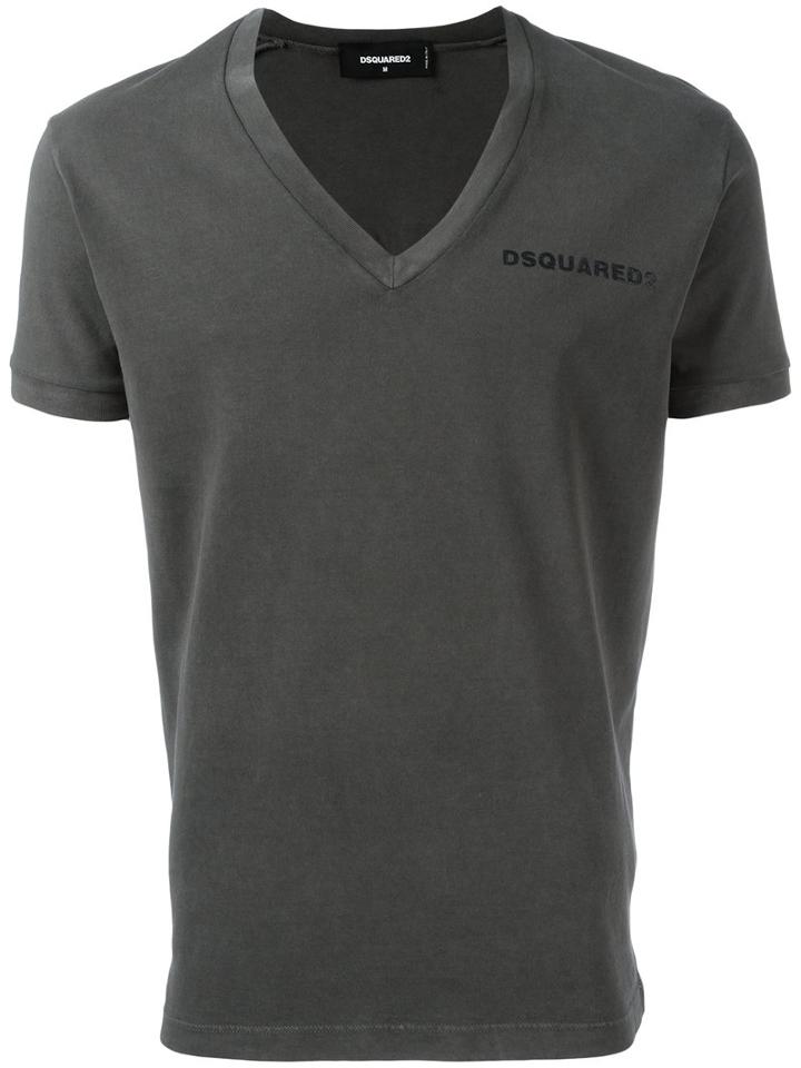 Dsquared2 V-neck T-shirt, Men's, Size: Xl, Grey, Cotton