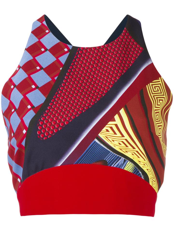 Versace - Cropped Patterned Top - Women - Silk/acetate/viscose - 40, Red, Silk/acetate/viscose