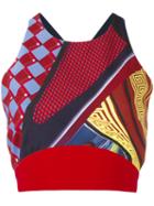 Versace - Cropped Patterned Top - Women - Silk/acetate/viscose - 40, Red, Silk/acetate/viscose