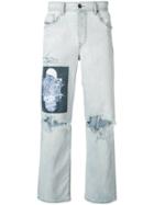 Diesel Printed Patch Ripped Jeans - Blue