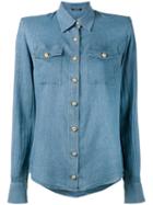 Balmain - Classic Button Shirt - Women - Lyocell - 40, Blue, Lyocell