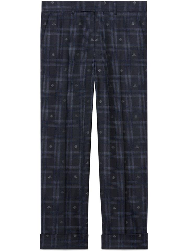 Gucci Tailored Bee Check Pant - Blue