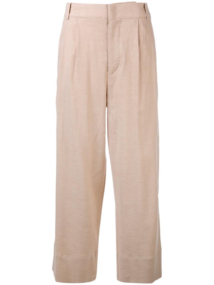 Isabel Marant - Cropped Flared Trousers - Women - Silk/cotton/linen/flax/viscose - 34, Nude/neutrals, Silk/cotton/linen/flax/viscose