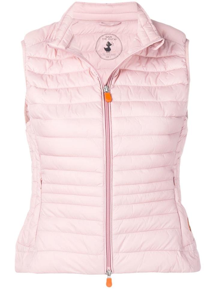 Save The Duck Quilted Fitted Gilet - Pink