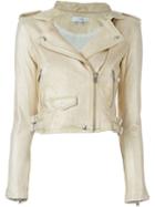 Iro Dune Biker Jacket, Women's, Size: 38, Grey, Lamb Skin/rayon