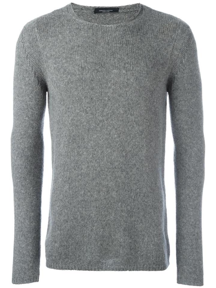 Roberto Collina Crew Neck Jumper, Men's, Size: 52, Grey, Nylon/camel Hair/merino