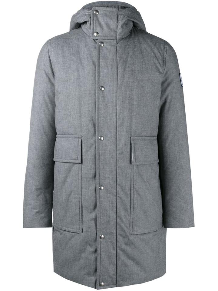 Moncler Gamme Bleu Padded Hooded Coat, Men's, Size: 1, Grey, Cotton/feather Down/nylon