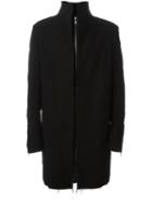 Cedric Jacquemyn Zipped High Collar Coat, Men's, Size: 48, Black, Cotton/linen/flax
