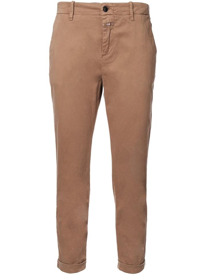 Closed Cropped Chino Trousers, Women's, Size: 29, Brown, Cotton