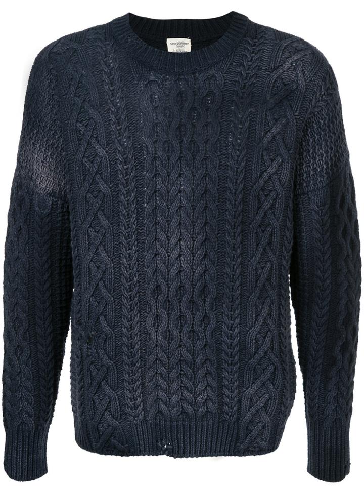 Kent & Curwen Drop Stitch Cable Knit Sweater - Blue