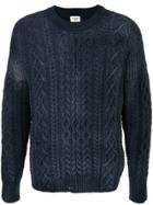 Kent & Curwen Drop Stitch Cable Knit Sweater - Blue