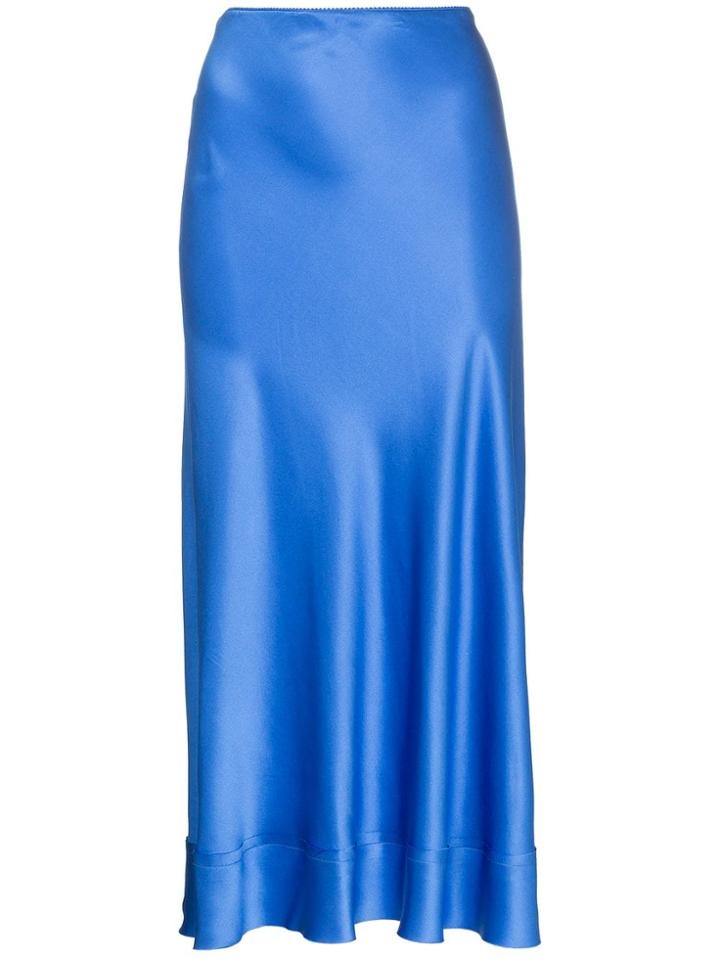 Lee Mathews Fitted Silk Midi Skirt - Blue