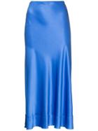 Lee Mathews Fitted Silk Midi Skirt - Blue