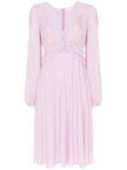 Giambattista Valli Macramé Lace Long Sleeve Silk Dress - Pink