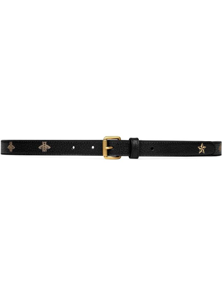 Gucci Belt With Bees And Stars Print - Black