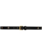 Gucci Belt With Bees And Stars Print - Black