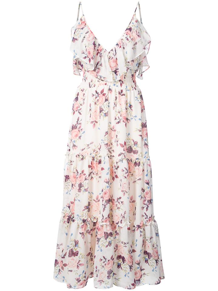 Misa Los Angeles V-neck Floral Print Maxi Dress - White