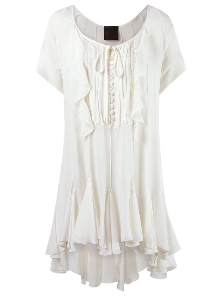 Andrea Bogosian Ruffled Dress, Women's, Size: P, White, Silk
