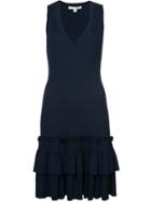 Jonathan Simkhai V-neck Sleeveless Ruffle Dress - Blue