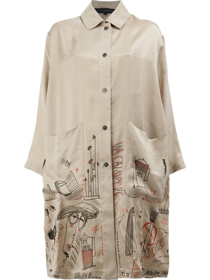 Miaoran Floral Print Oversized Shirt - Nude & Neutrals