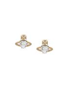 Vivienne Westwood Crystal Heart Logo Earrings - Gold