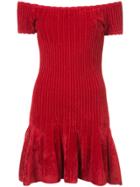 Ronny Kobo Ribbed Off-shoulder Dress - Red