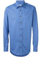 Vivienne Westwood Man Embroidered Logo Shirt, Men's, Size: 52, Blue, Cotton/spandex/elastane