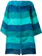 Gianluca Capannolo - Striped Oversized Coat - Women - Silk - 46, Blue, Silk
