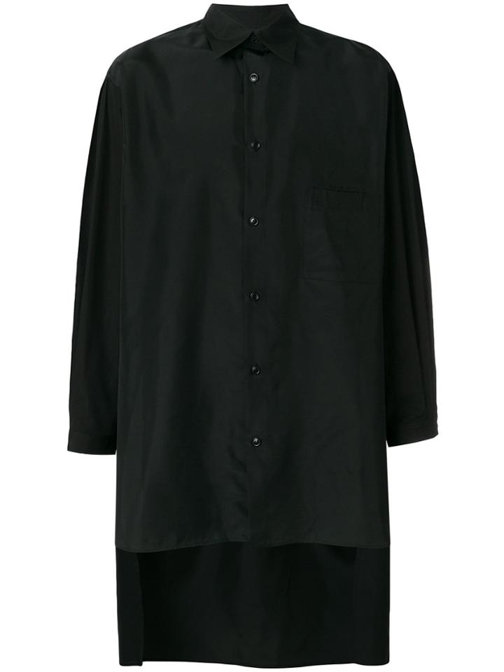 Yohji Yamamoto Asymmetric Back-print Shirt - Black
