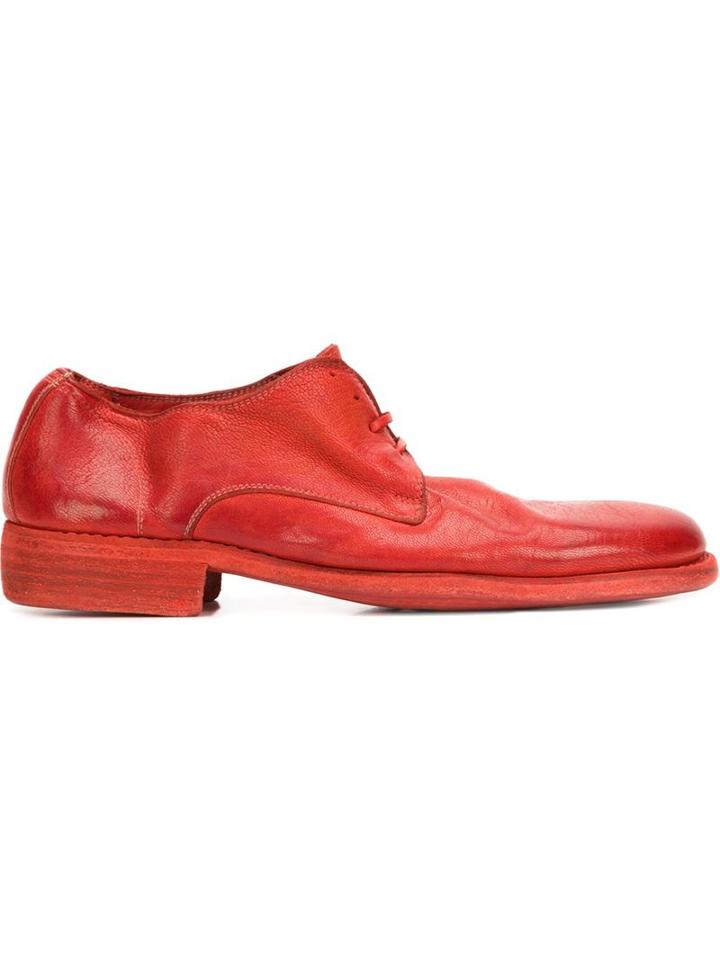 Guidi Distressed Derby Shoes, Men's, Size: 41, Red, Leather