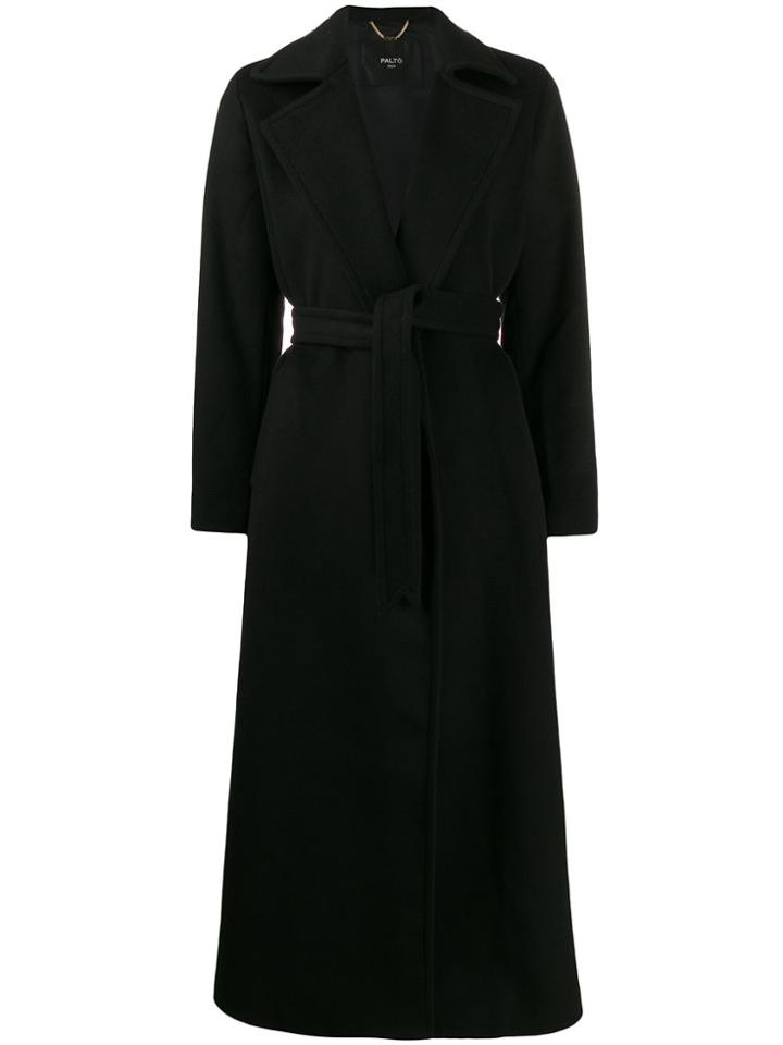 Paltò Belted Wrap Coat - Black
