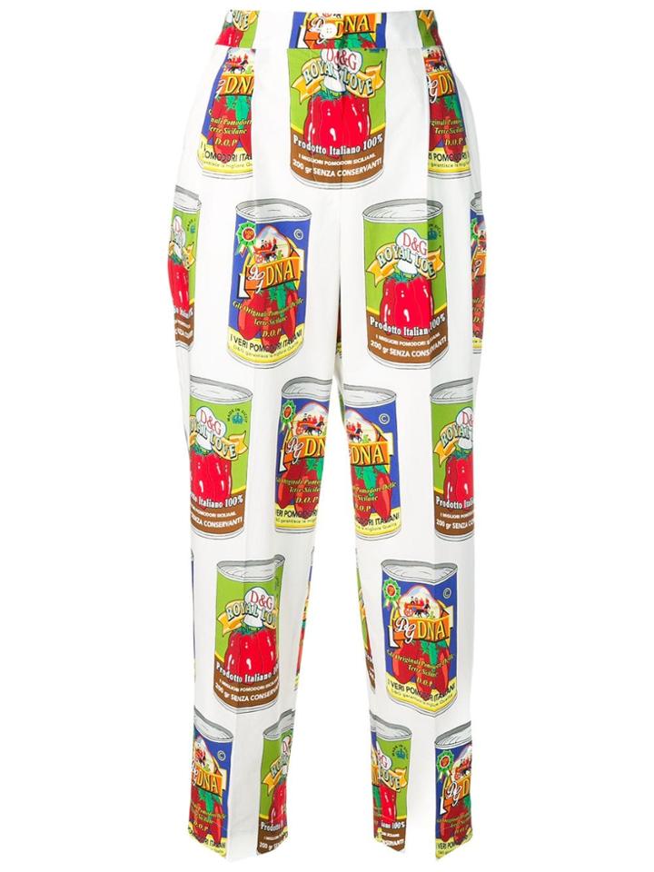 Dolce & Gabbana Tin-print Cropped Trousers - White
