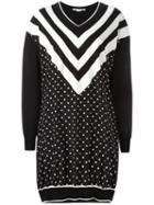 Stella Mccartney Dual Pattern Dress, Women's, Size: 42, Black, Virgin Wool/silk
