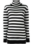 Saint Laurent Striped Roll Neck Sweater, Women's, Size: Medium, Nude/neutrals, Cashmere