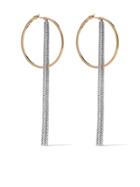 As29 18kt Gold Diamond Icicle Hoop With Tassel Earrings - White And