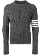 Thom Browne 4-bar Aran Cable Cashmere Pullover - Grey