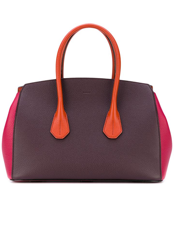 Bally - Block Panel Top Handle Tote - Women - Calf Leather - One Size, Pink/purple, Calf Leather