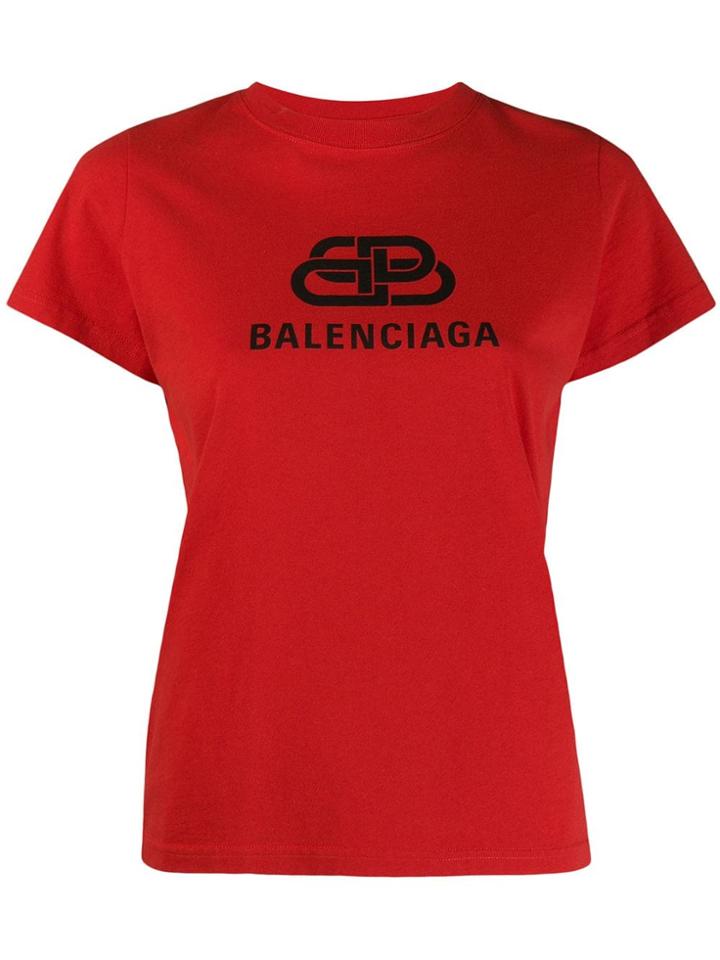 Balenciaga Bb Log Print T-shirt - Red