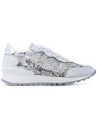 Casadei Sequin Lace Panel Sneakers - Metallic