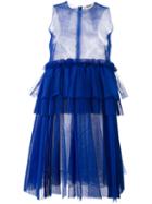 Msgm Empire Line Sheer Dress, Women's, Size: 42, Blue, Polyester