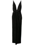 Alexandre Vauthier Micro Studded Ruched Gown - Black