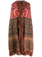 Etro Mixed Pattern Fringed Cape - Neutrals