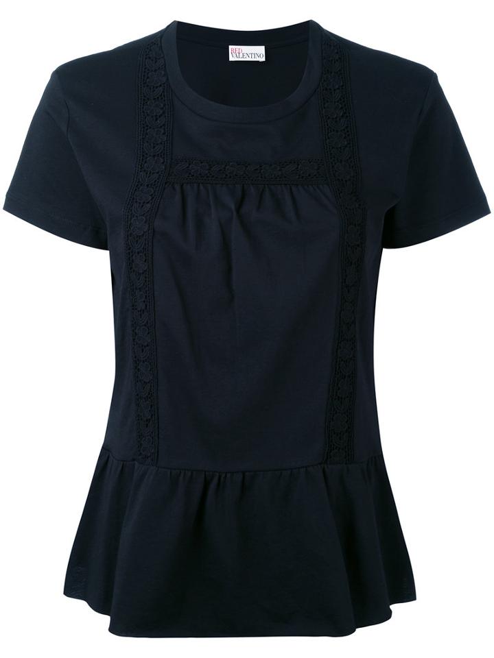 Red Valentino - Flower Detail Top - Women - Cotton - S, Women's, Black, Cotton