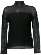 Issey Miyake - Pleated Detail Top - Women - Polyester - 2, Black, Polyester