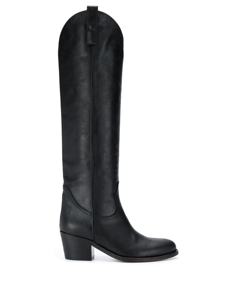 Via Roma 15 Low Heel Boots - Black