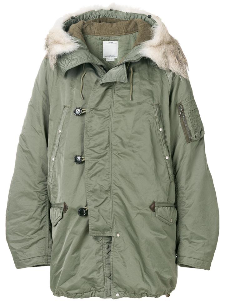 Visvim Valdez Faux-fur Trimmed Parka - Green