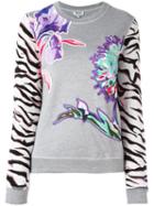 Kenzo Floral And Tiger Stripes Sweatshirt, Women's, Size: 2, Grey, Cotton
