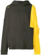 C2h4 Colour Block Long Hoodie - Green