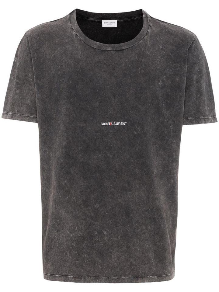 Saint Laurent Distressed Logo T-shirt - Black